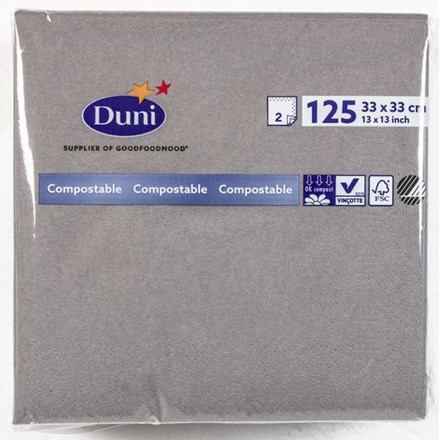 Șervețele Duni 2 straturi 33 cm gri închis 125 buc