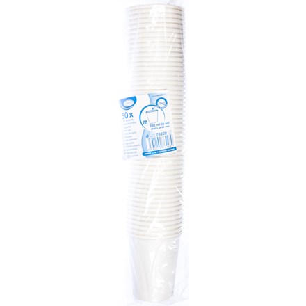 Pahar de hârtie 280 ml alb 50 buc