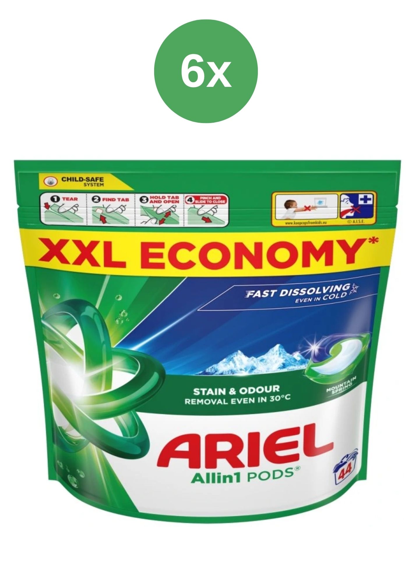 Capsule Ariel Mountain Spring pungă 6x44 buc