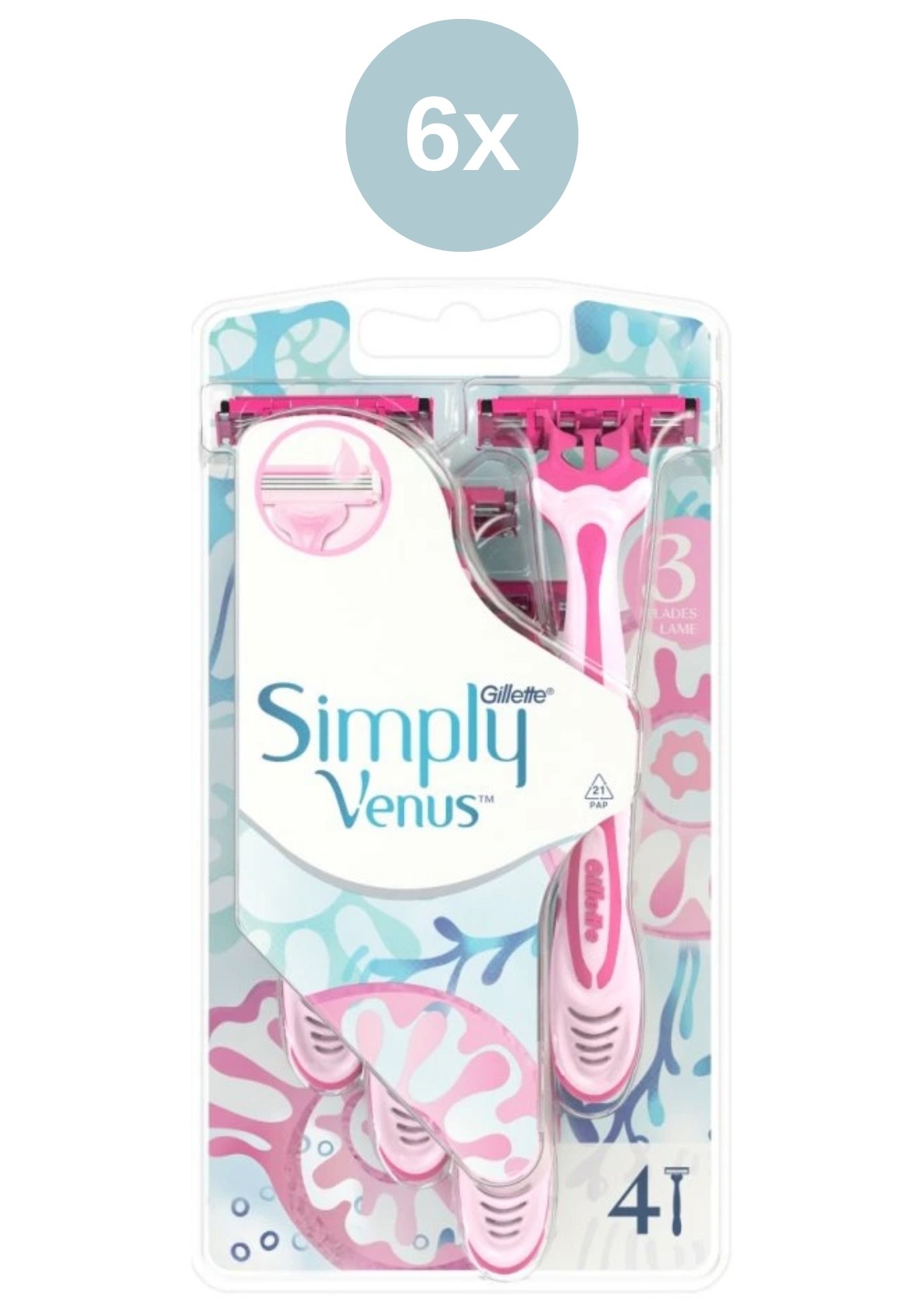 Simply Venus 3 lame de ras de unică folosință 6x4 buc