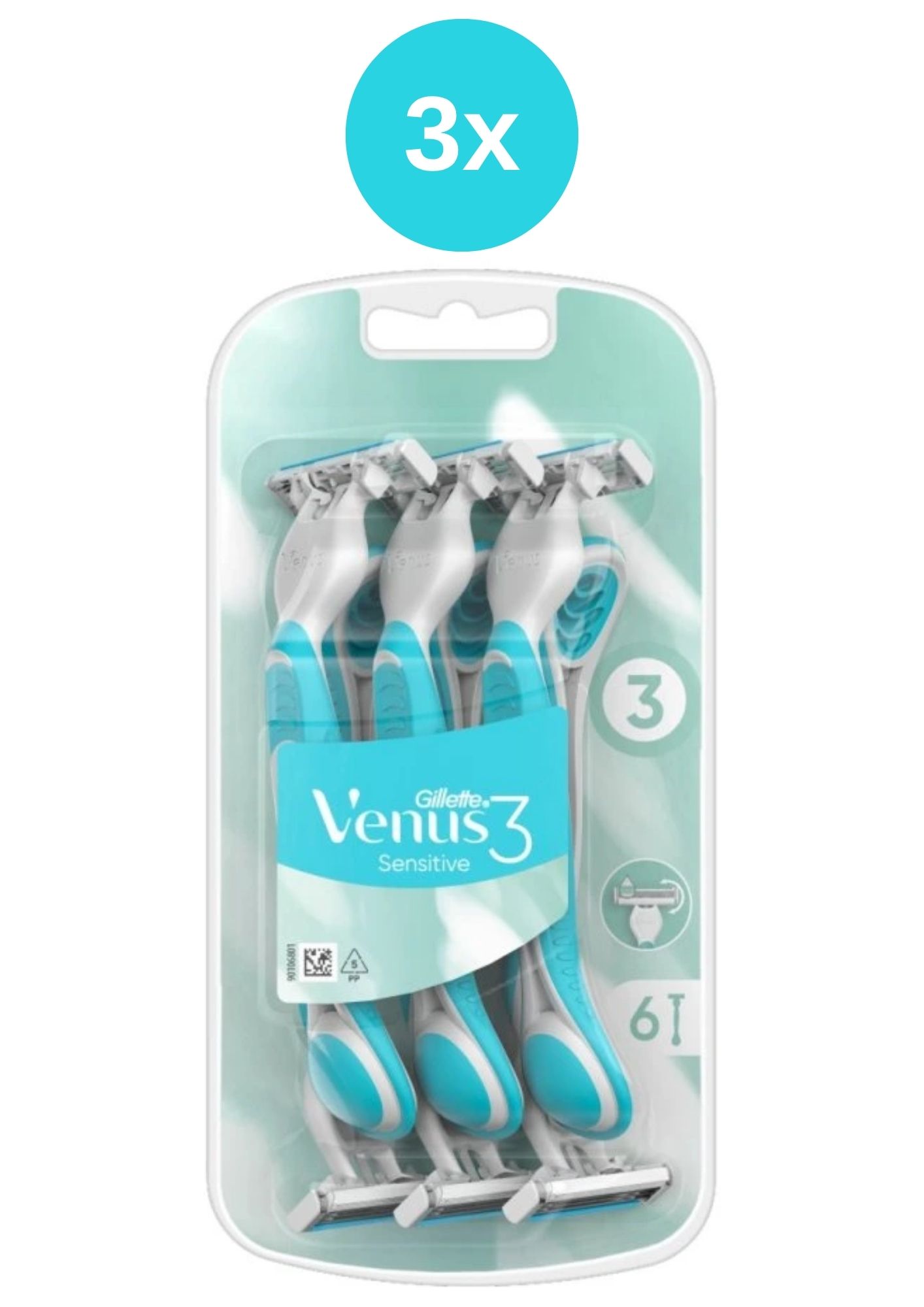 Aparat de ras Venus 3 Sensitive - pachet de 3 x 6 bucăți
