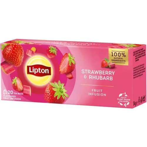 Infuzie de fructe Lipton cu căpșuni și rubarbă @20x1.6g