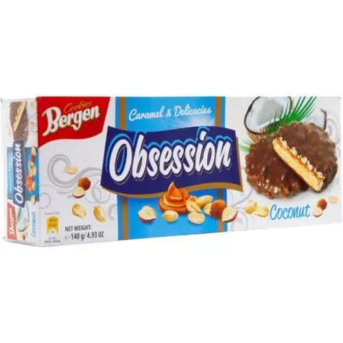 Fursecuri Bergen Obsession caramel și delicatese cu nucă de cocos 128g