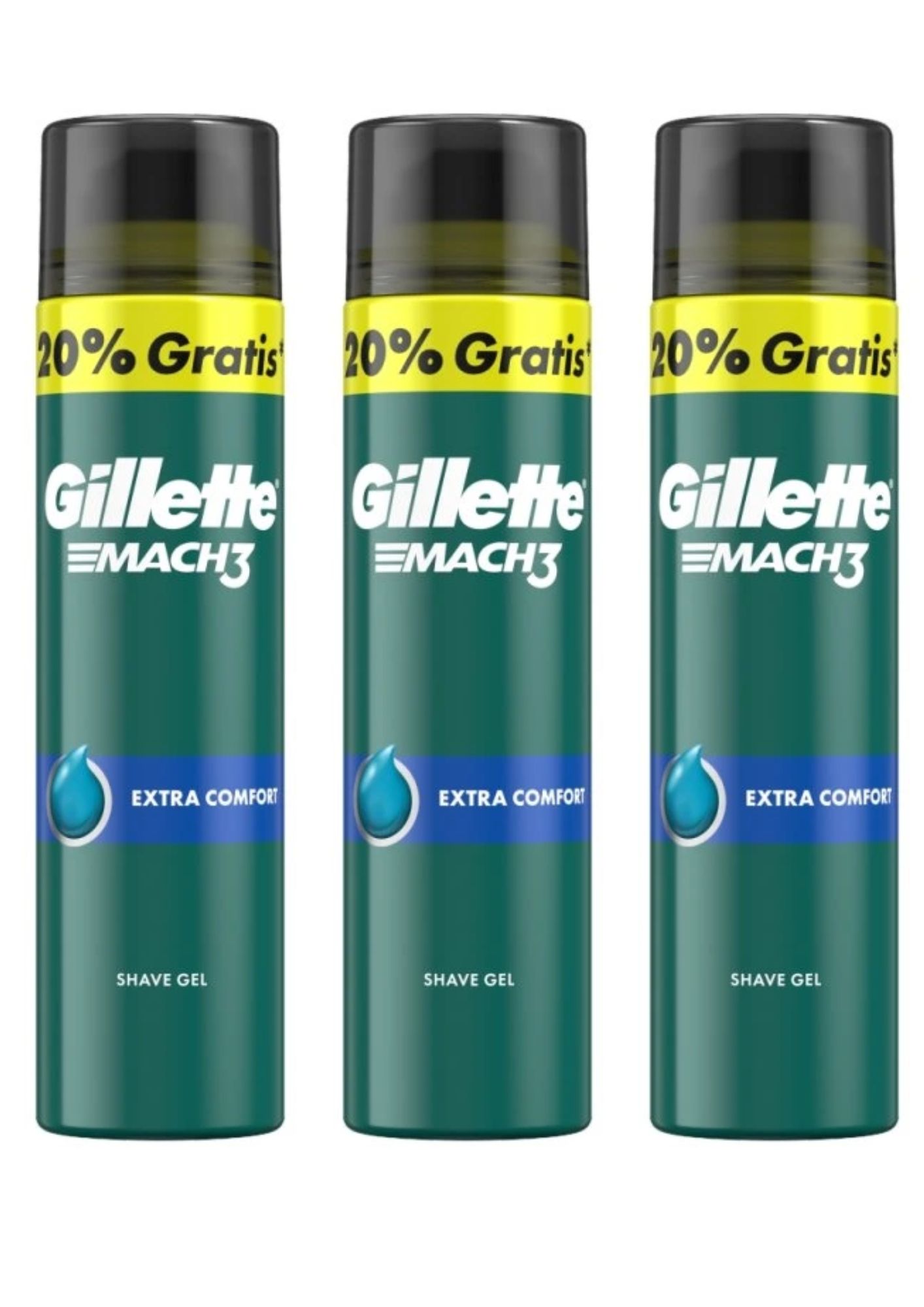 Gillette Mach3 ExtraComfort gel 3x200+40ml
