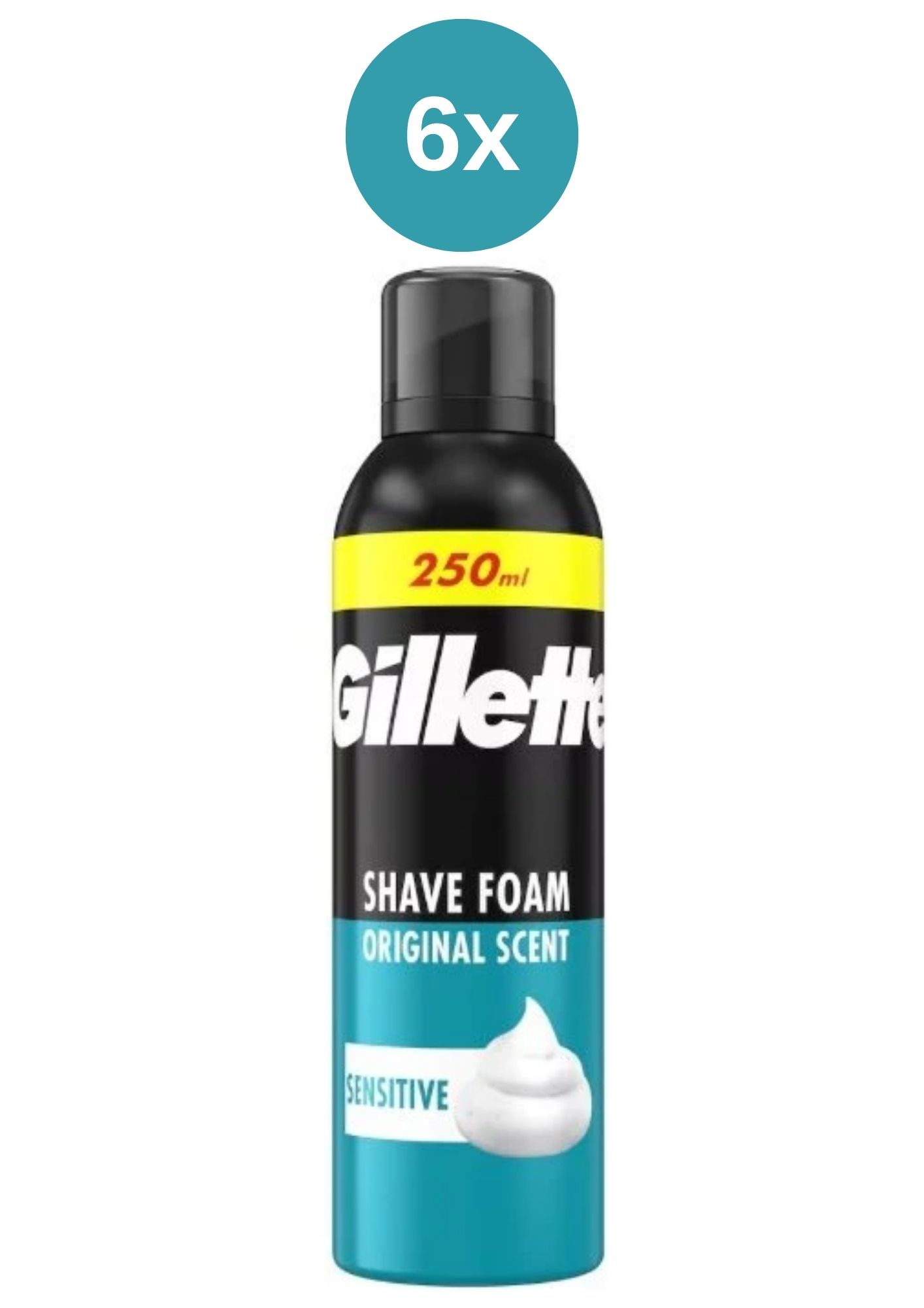 Spumă Gillette 6x250ml Original Sensitive