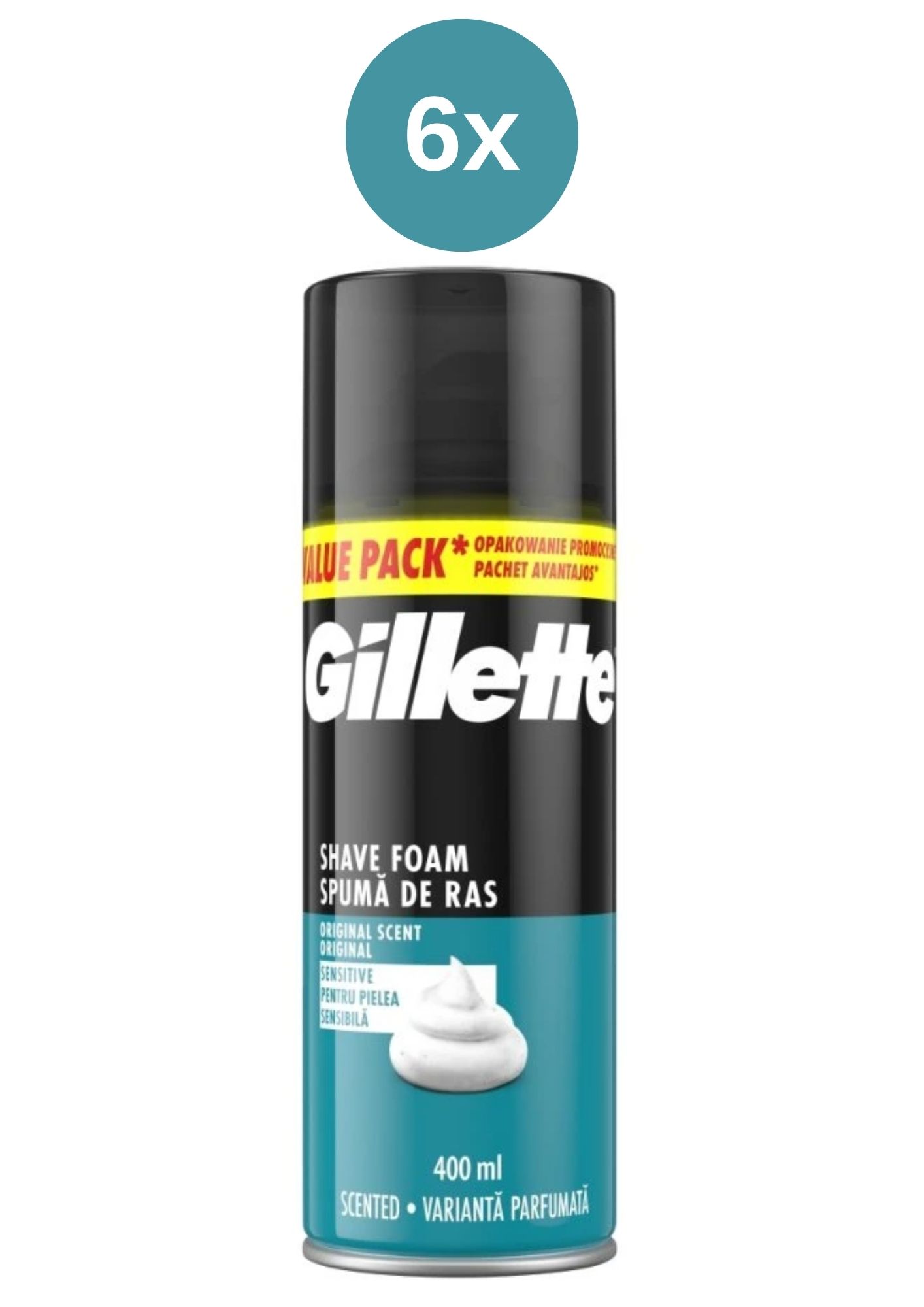 Spumă Gillette Original Sensitive 6x400ml