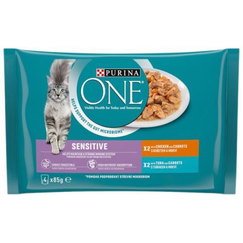 Purina One pliculețe MP Sensitive mini fileuri de pui @4x85g