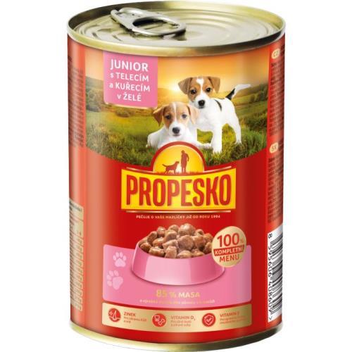 Propesko vițel junior + bucăți de pui în sos 415g