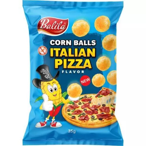 Ea a împachetat bile de porumb cu foi de pizza italiană 35g