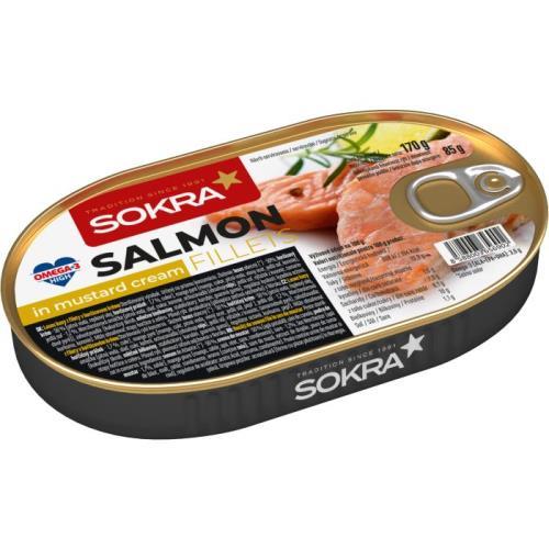 Bucăți de file de somon Sokra în cremă de muștar 170g