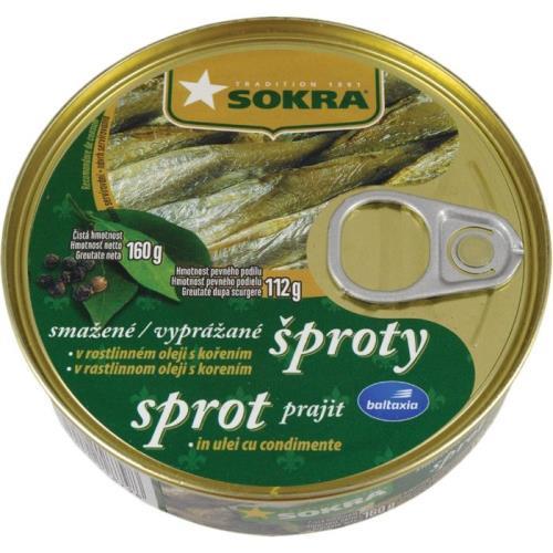 SOKRA Șprot Riga prăjit în ulei cu condimente 160g