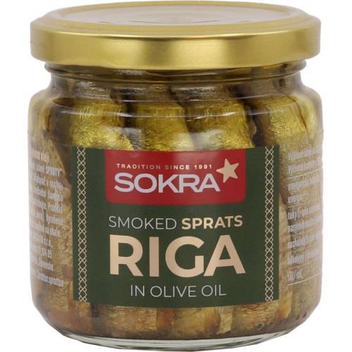 Șprot afumat Sokra în ulei de măsline 185g