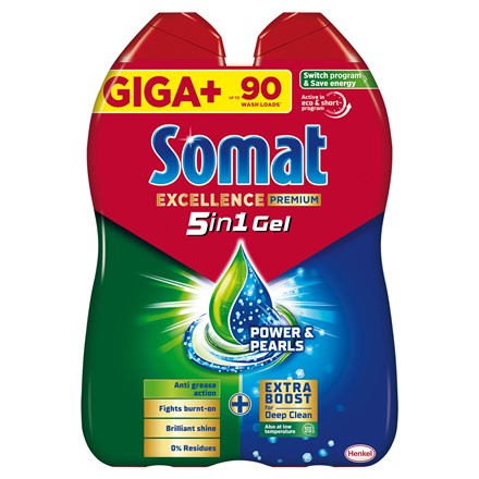 Gel de curățare a vaselor de spălat vase Somat Duo Grease (Giga+) (90 de doze)