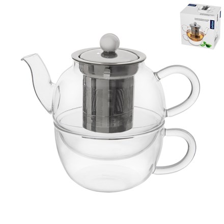 Filtru Orion Tea for One din sticlă, oțel inoxidabil, 350 ml, 1 buc.