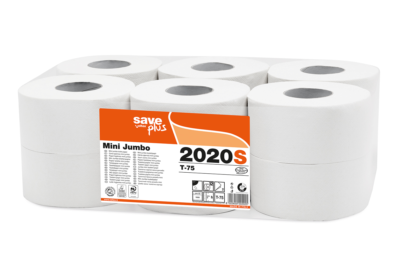 Hârtie igienică Mini Jumbo CELTEX S-Plus 2 straturi - 12 buc