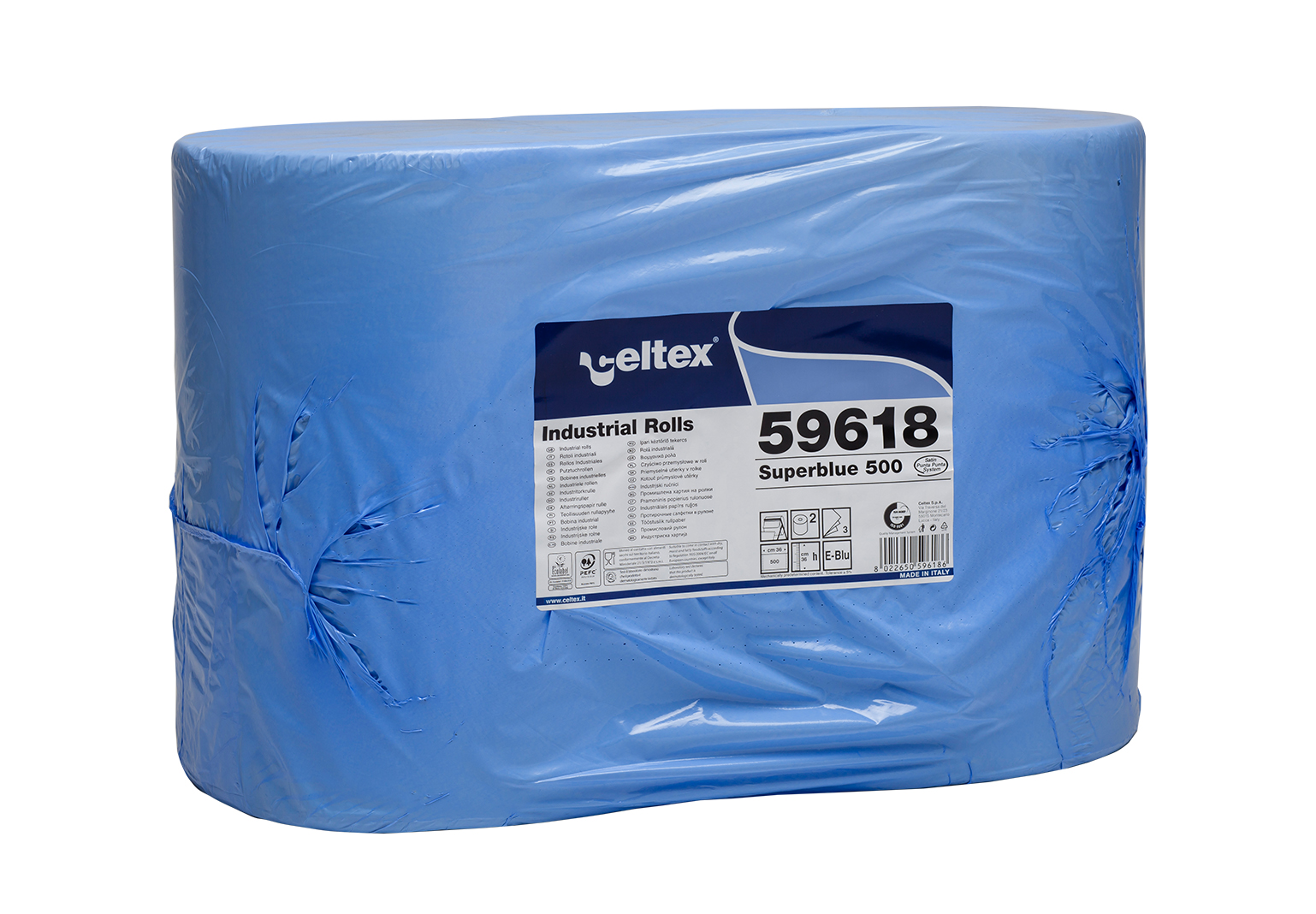 Prosop de hârtie industrial CELTEX SuperBlue 500, lățime 36cm, 3 straturi - 2 buc.