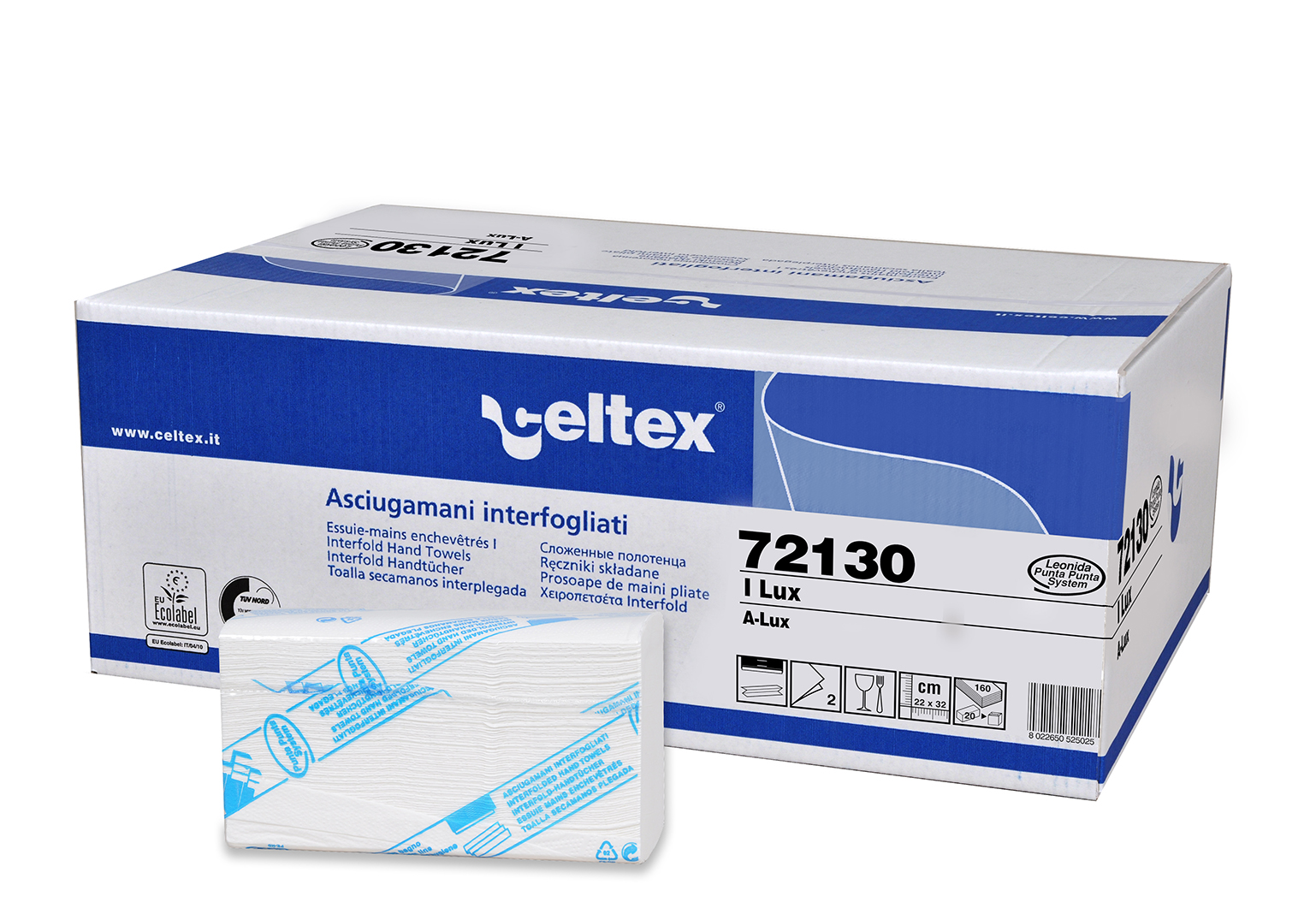 Prosoape de hârtie pliate CELTEX LUX 3200 buc, albe, 2 straturi