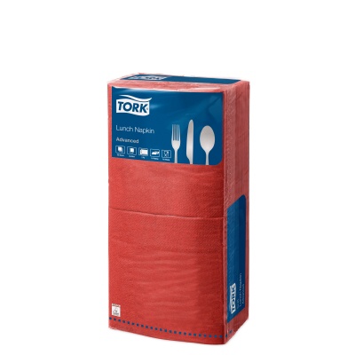 Șervețele de hârtie TORK 2 straturi 33x33cm roșii - 200 buc