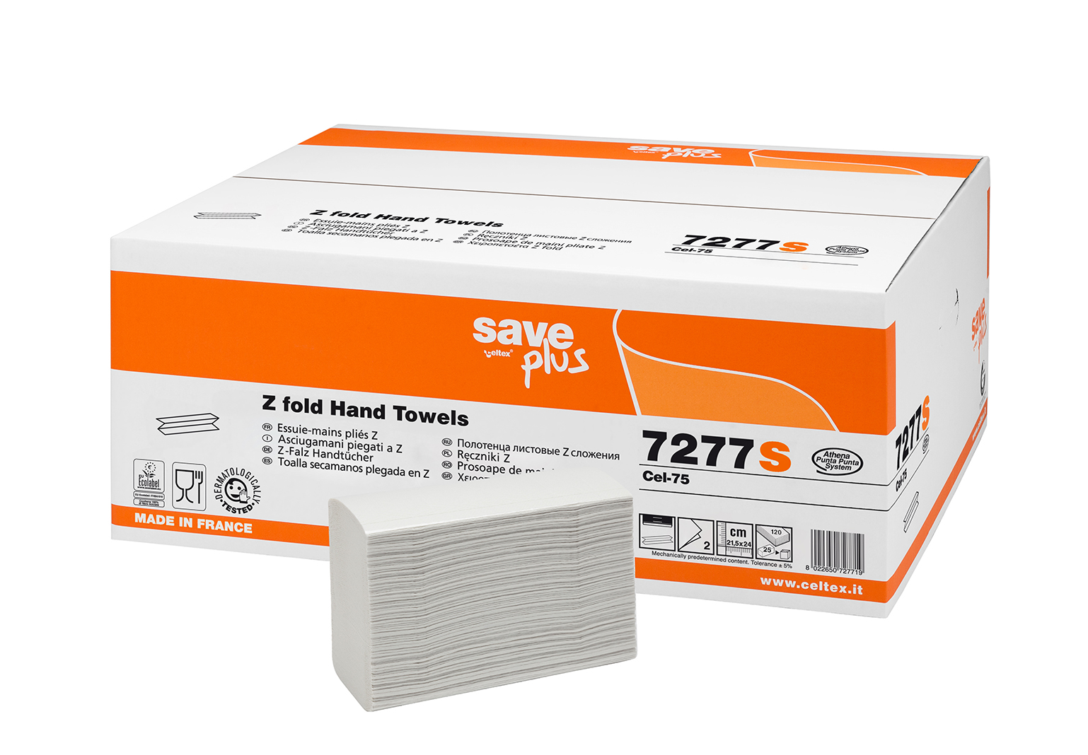 Prosoape de hârtie pliate CELTEX S-Plus Z, albe, 3000 buc, 2 straturi - 1 pachet