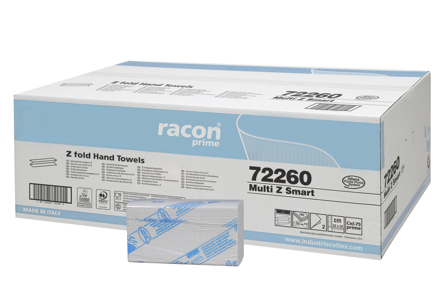 Prosoape de hârtie pliate CELTEX Multi Z Smart, albe, 3060 buc - 1 pachet