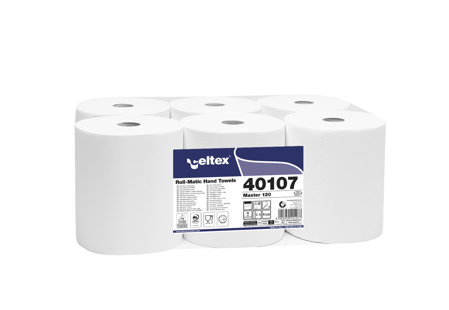 Prosoape de hârtie în rolă Matic CELTEX Master 120 albe - 6 bucăți