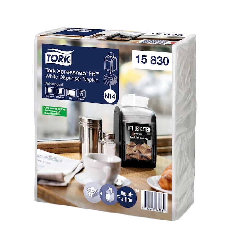Șervețele de hârtie TORK Fit cu 2 straturi 21,3x16,5 albe pentru dozator N14 - 1 pachet