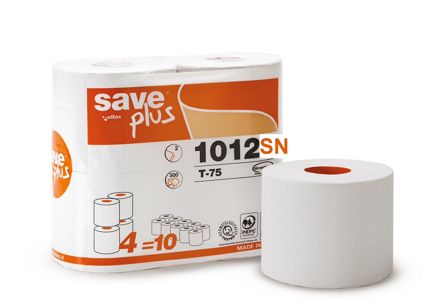 Hârtie igienică CELTEX S-Plus 2 straturi 500 bucăți albă - 4 bucăți