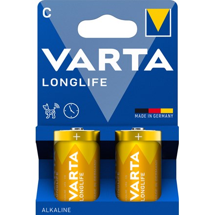 Baterie VARTA Longlife C fără plastic, 2 buc.
