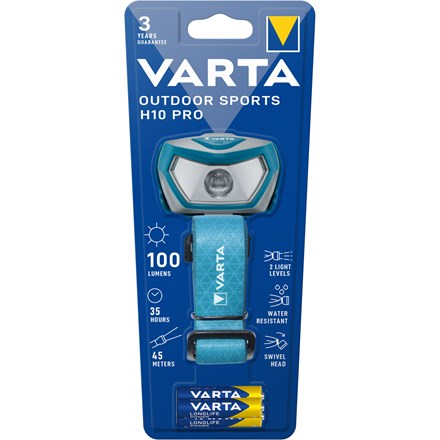 Lanternă frontală VARTA Outdoor Sports H10 Pro, inclusiv 3 baterii AAA, 1 buc.