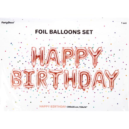 Balon PARTY DECO 340 cm „La mulți ani” folie roz 1 buc