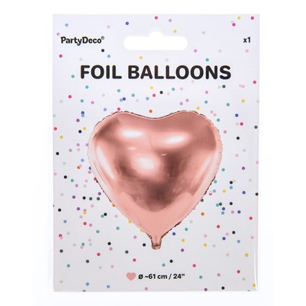 Balon PARTY DECO 61 cm inimă folie roz 1 buc.