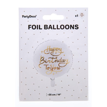 Balon folie PARTY DECO „La mulți ani” alb 35 cm 1 buc