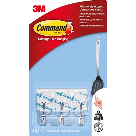 Cârlige COMMAND transparente 3M max. 225 g 3 buc.