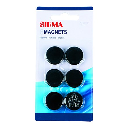 Magnet SIGMA 24 mm negru 6 buc.