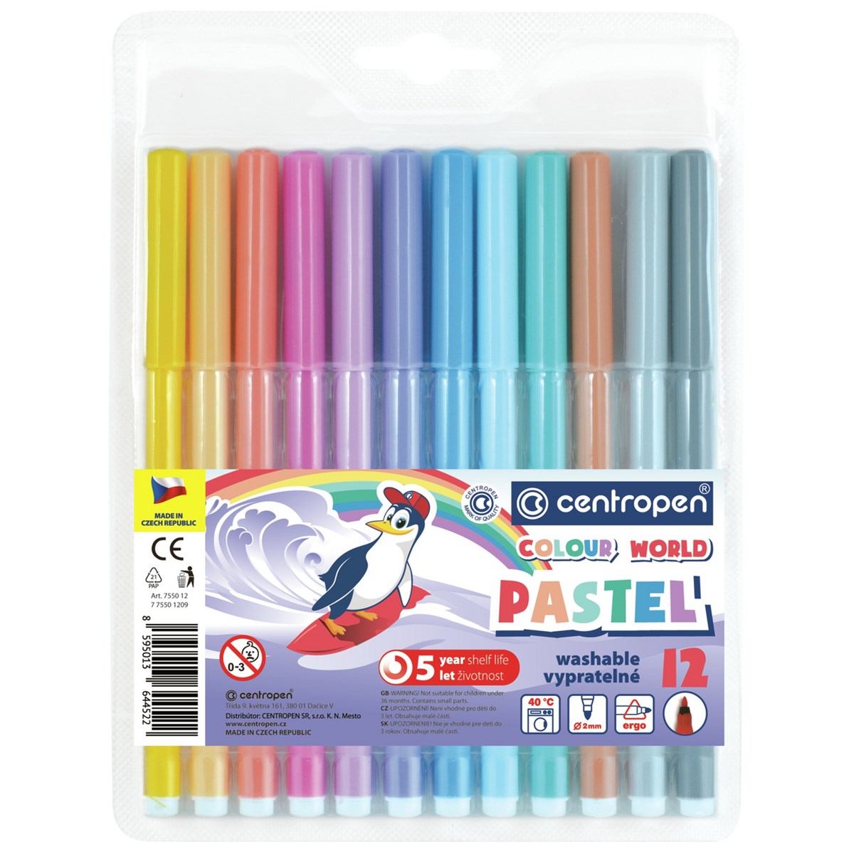 Centropen Markere pastel 7550, 12 buc.