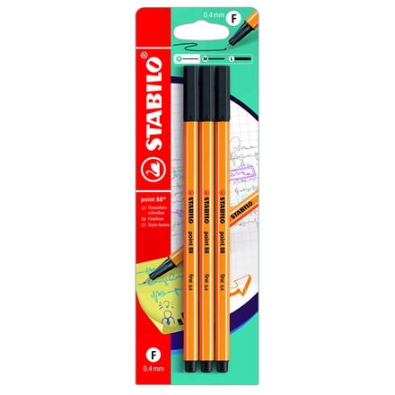 STABILO Liner Point 88 negru, 3 bucăți
