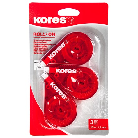 Bandă corectoare/albitor Roll On Kores, 3 bucăți