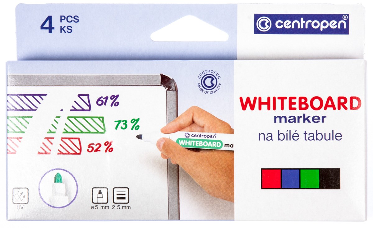 Centropen Marker pentru tablă albă 8559, set rotund de 4 bucăți