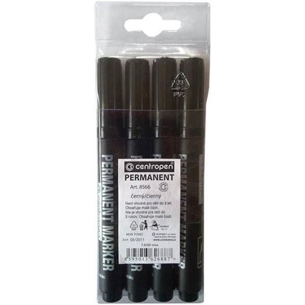 Centropen Marker permanent 8566 negru, 4 buc.