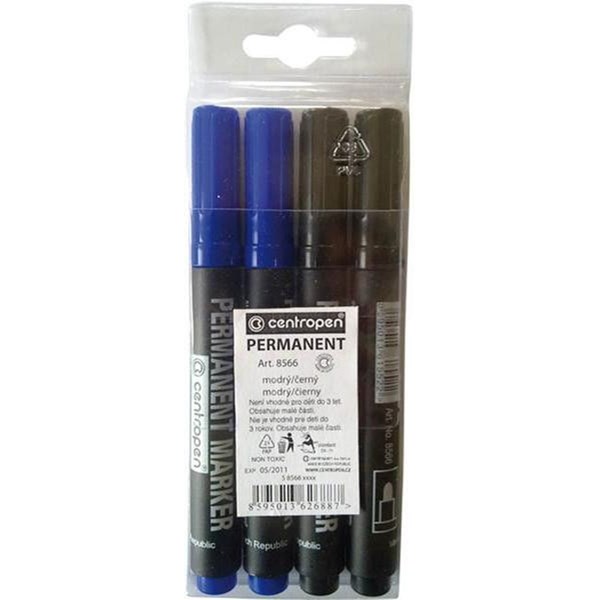 Centropen Markere permanente 8566 set mix 4 buc.