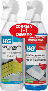 HG DETERGENT DE MUCEGAI 500ML + HG DETERGENT DE CURĂȚARE PENTRU STICLE ȘI OGLINZI 500ML GRATUIT
