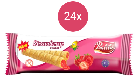 Ea a ambalat tuburi de porumb cu căpșuni 24x18g