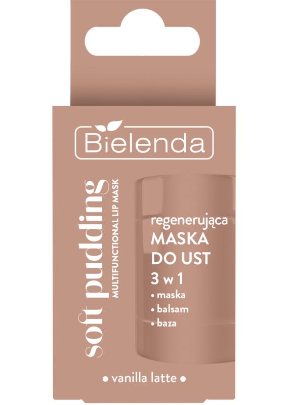 BIELENDA SOFT PUDDING Mască de buze regeneratoare 3 în 1, Vanilla Latte, 12 g