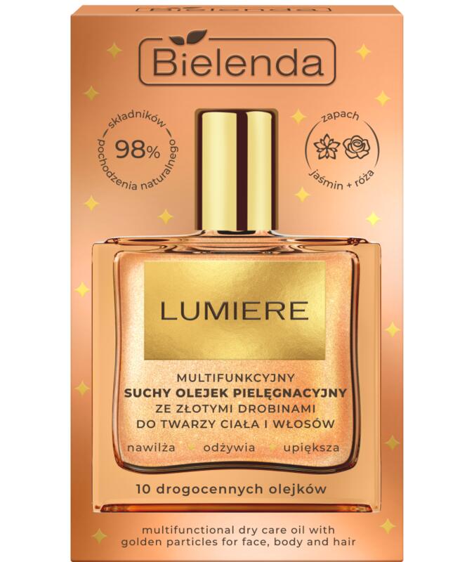 BIELENDA LUMIERE Ulei uscat multifuncțional cu sclipici pentru față, corp și păr, 50 ml