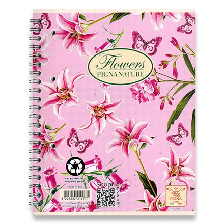 Dosar cu inele PIGNA Flowers A5 60 de coli liniate 1 buc.