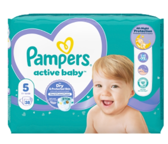 Pampers Active VPM S5 (38 buc/cutie) 11-16 kg