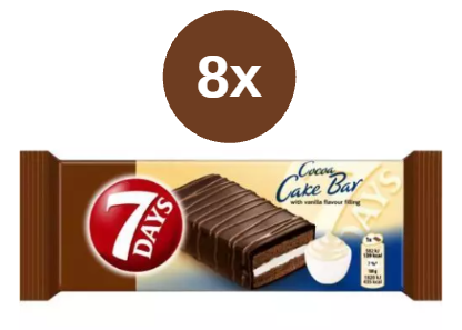 7Days baton de tort cu cacao și umplutură de vanilie 8x32g
