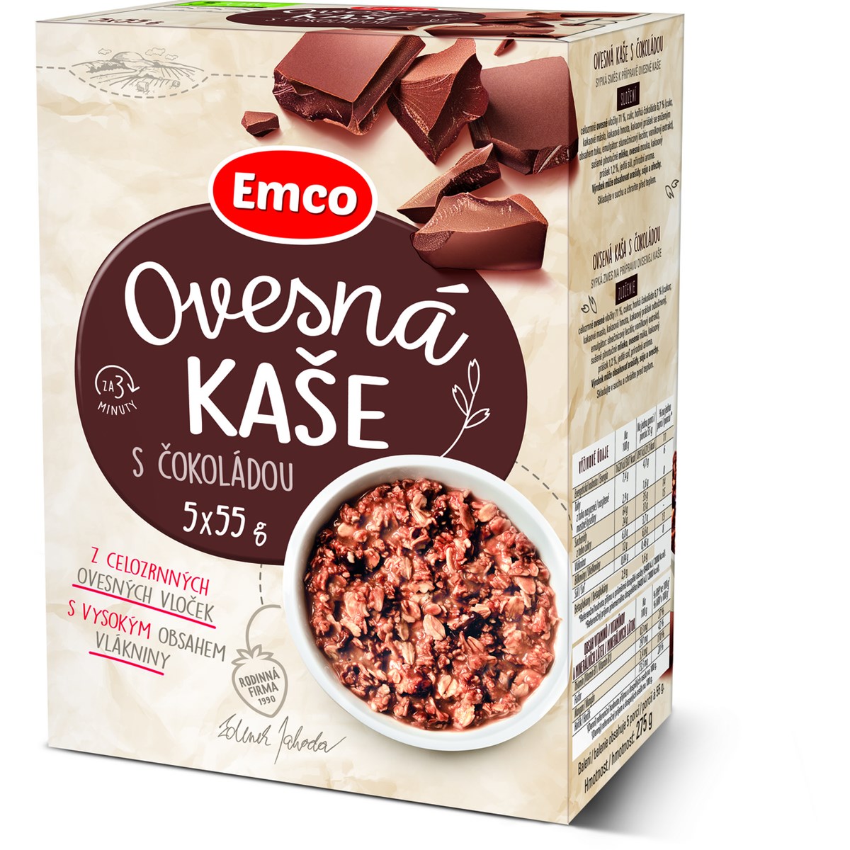 Emco Fulgi de ovăz cu ciocolată 5 x 55 g
