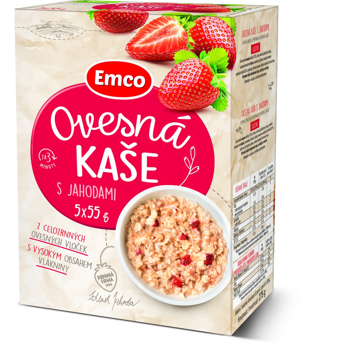 Emco Fulgi de ovăz cu căpșuni 5 x 55 g
