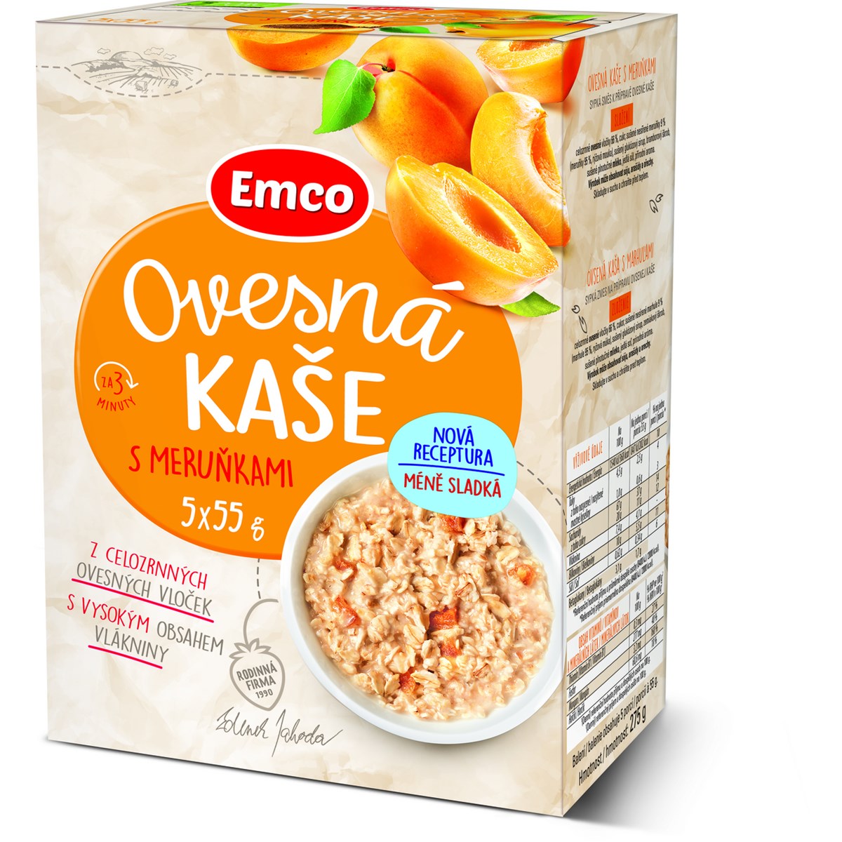 Emco Fulgi de ovăz cu caise 5 x 55 g